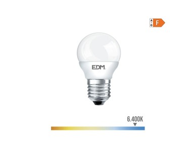 Lmpada esfrica led e27 7w 600lm 6400k luz fria 4,5x8cm edm