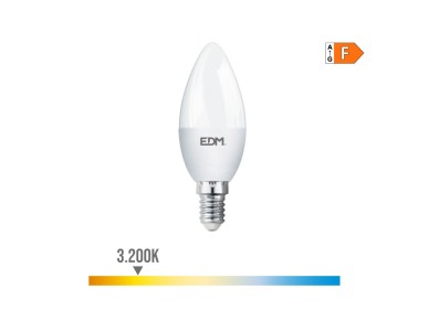 Lmpada vela led e14 7w 600lm 3200k luz quente 35x107mm edm