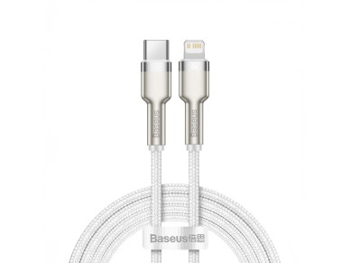 Cable de datos USB-C/Lightning de metal Baseus Cafule Series, 20 W, PD, 1 m, blanco