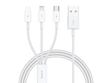 Baseus Superior Series USB-A - USB-C / Lightning / micro USB 3.5A cable 0.5m - white