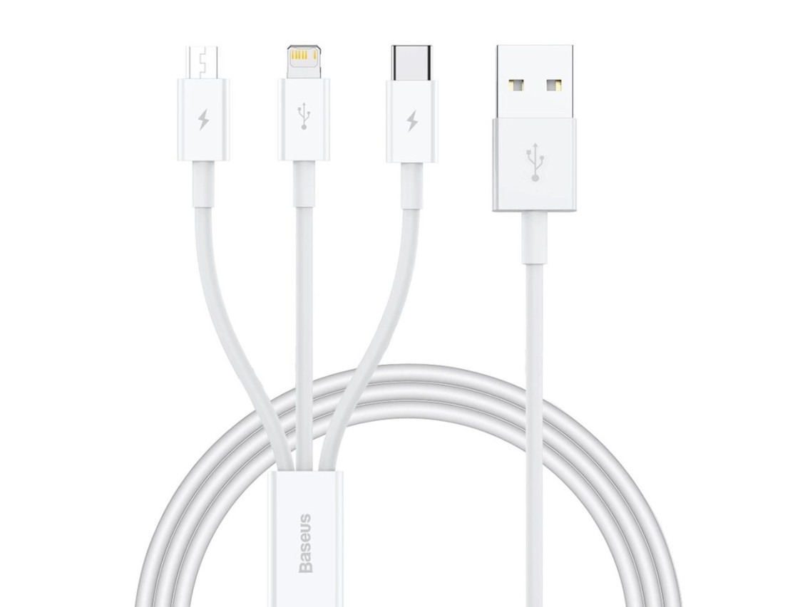 Baseus Superior Series USB-A - USB-C / Lightning / micro USB 3.5A cable 0.5m - white