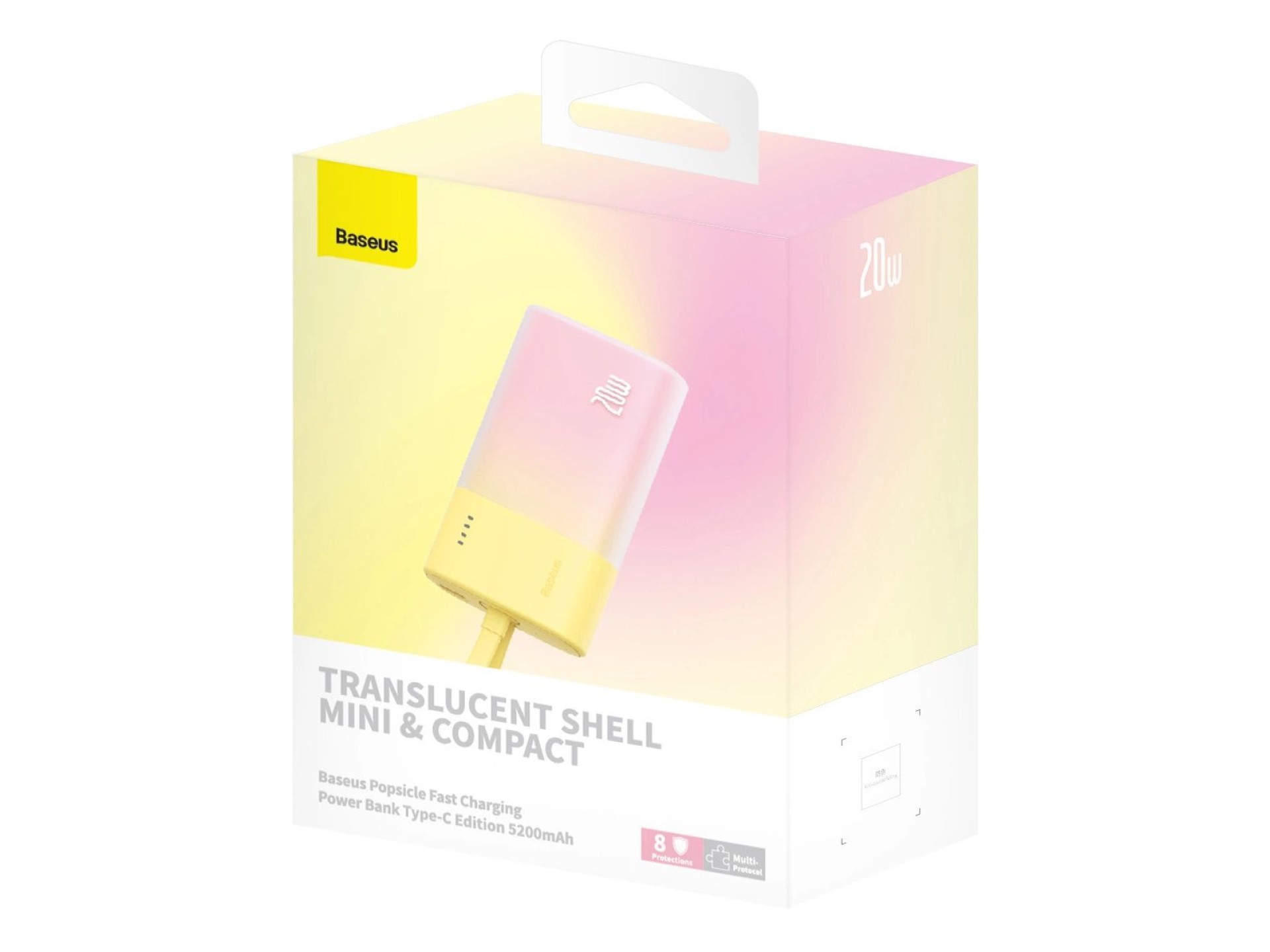 Powerbank Baseus Popsicle de 5200 mAh y 20 W con cable Lightning integrado (+ cable USB-C Baseus Sim