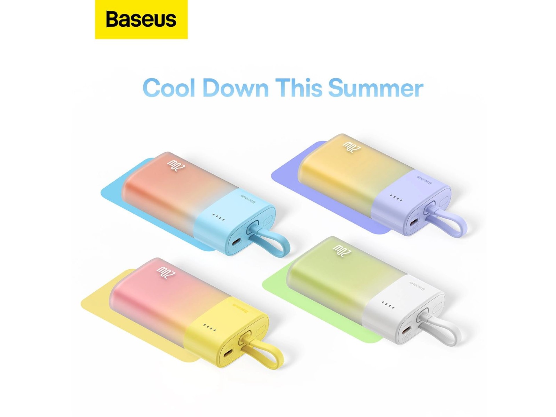 Powerbank Baseus Popsicle de 5200 mAh y 20 W con cable Lightning integrado (+ cable USB-C Baseus Sim