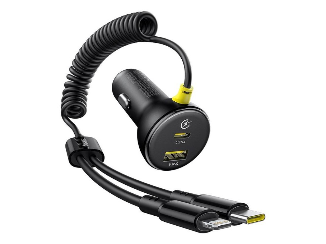 Carregador de carro Baseus PD 1x USB-C - porta USB-C 60 W preto
