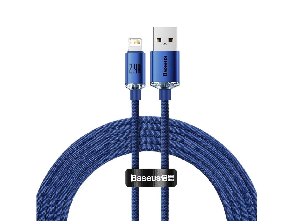 Cable Baseus Crystal Shine USB-Lightning 2,0 m 2,4 A azul