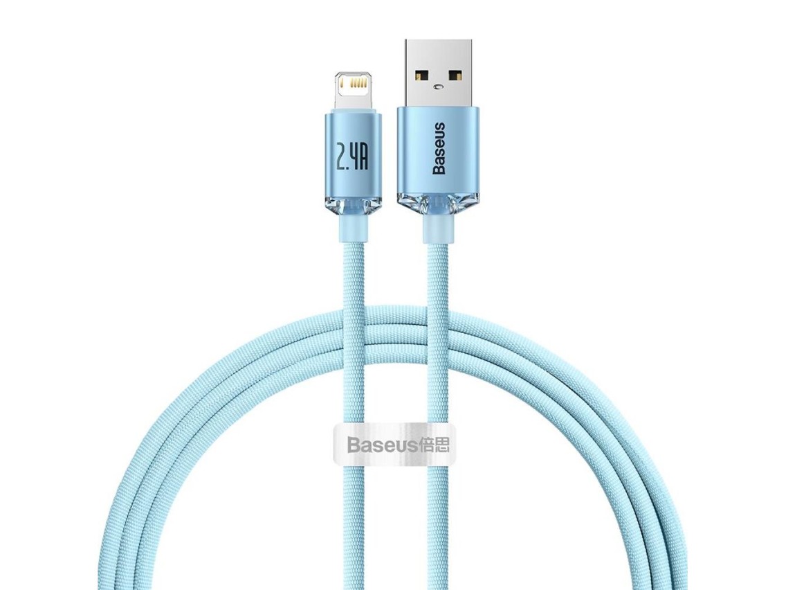 Cable Baseus Crystal Shine USB-Lightning 1,2 m 2,4A azul cielo