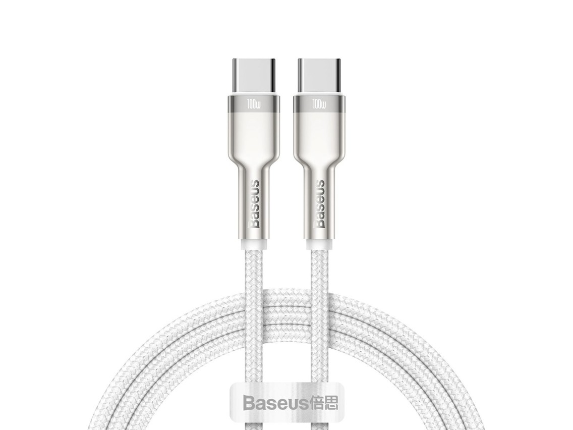 Cable Baseus Cafule Metal PD USB-C - USB-C 1,0 m blanco 100W