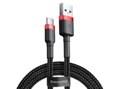 Cabo Baseus Cafule USB - USB-C 1m 3A vermelho-preto