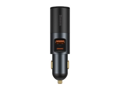 Carregador de carro Baseus Share Together PD 120W 1x USB 1x USB-C cinza com tomada para acendedor de