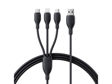 Baseus Ultra-Fast One-for-Three Fast Charging Cable USB-A to M+L+C 3.5A 0.8m Cosmic Black