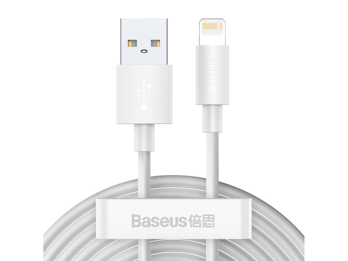 Cable Baseus Simple Wisdom USB-Lightning 1,5 m 2,4A blanco 2 uds