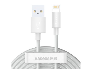 Cable Baseus Simple Wisdom USB-Lightning 1,5 m 2,4A blanco 2 uds