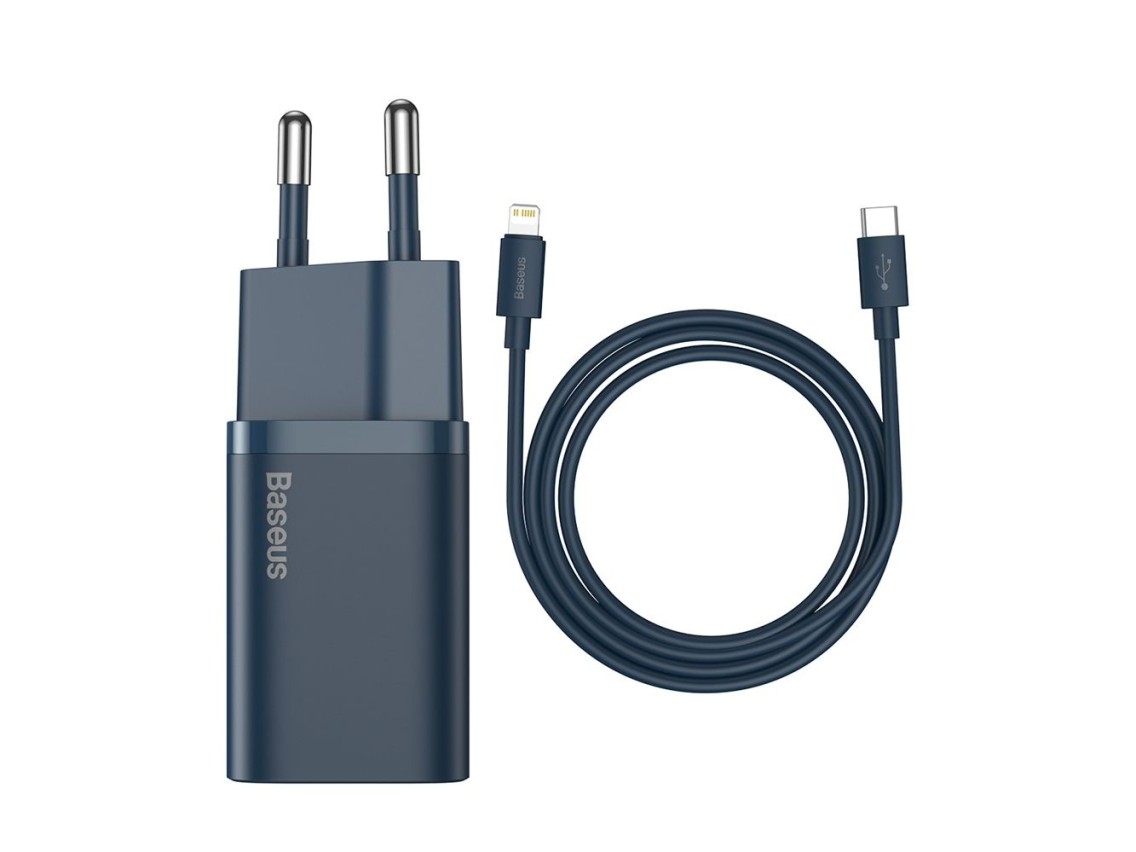 Cargador de pared Baseus Super Si PD 20W 1x USB-C azul + cable USB-C - Lightning
