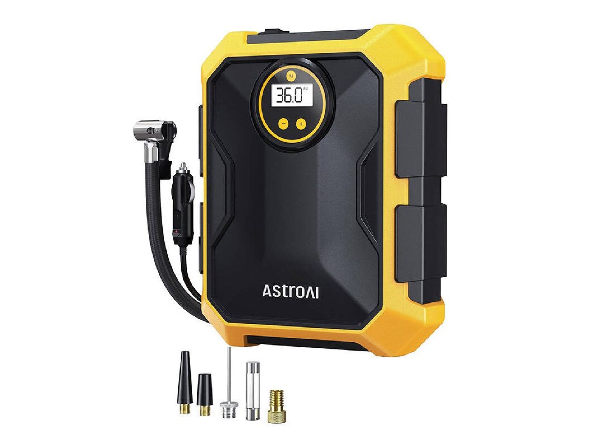 Compressor de ar AstroAI CZK-3674 12 V DC 100 PSI (amarelo)