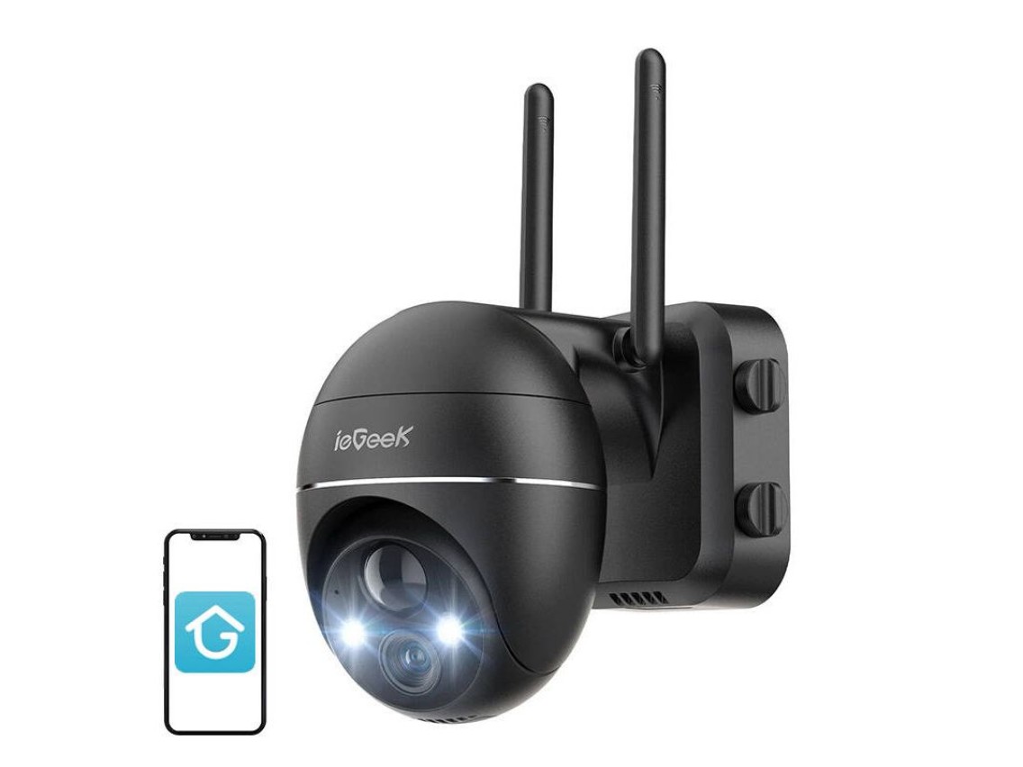 Câmera externa sem fio 3MP WiFi ieGeek ZS-GX1S preta 5200mAh