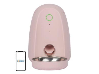Dispensador de alimentos inteligente com tigela de plstico WIFI mini Dogness (rosa))
