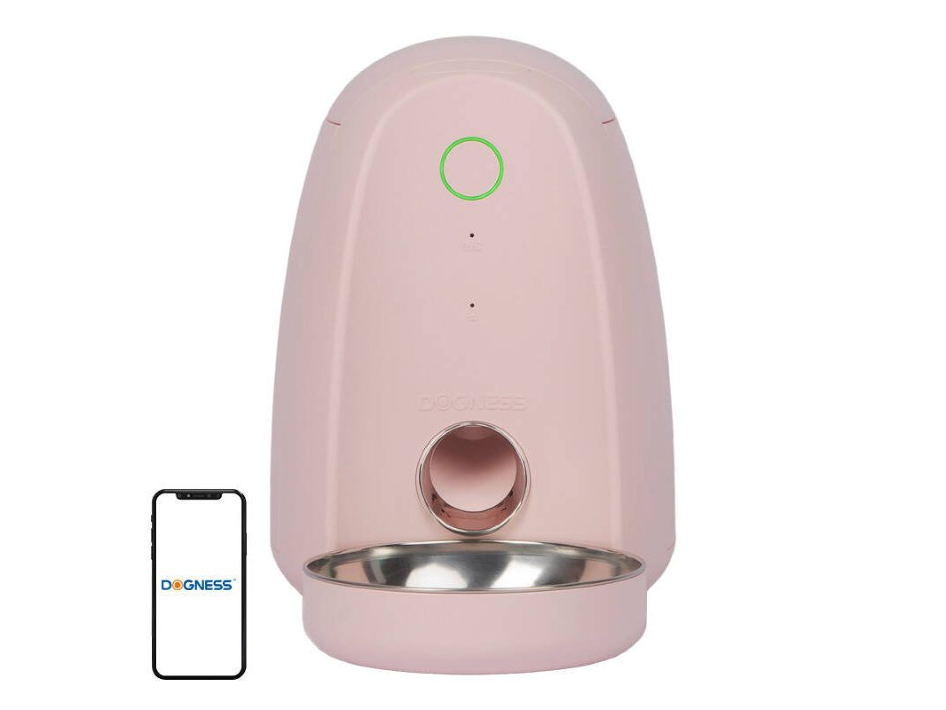 Dispensador de alimentos inteligente com tigela de plástico WIFI mini Dogness (rosa))