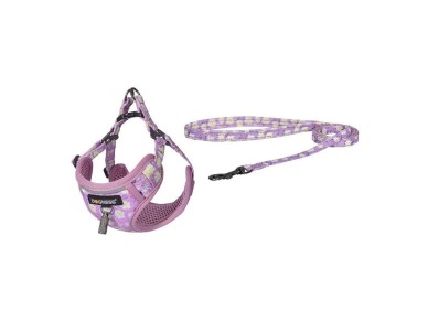 Dogness walking set leash 1,5m+harness for dog (pink)