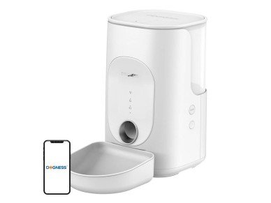 Distribuidor de alimentos inteligente Dogness F16 WiFi 5G 4L com tigela de plstico (branco)