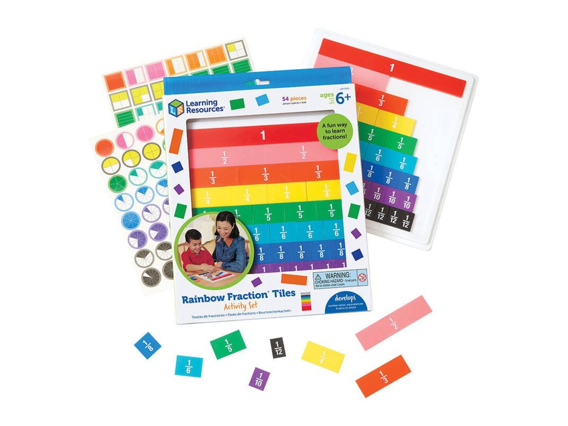 Rainbow Fraction Tiles With Tray Learning Resources LER 0615