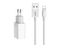 Cargador USB doble Mcdodo CH-6720 (UE) Lightning 1 m, set de viaje (blanco)
