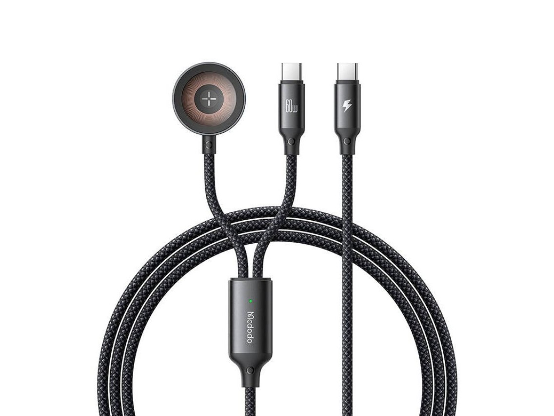 Cable USB-C 2 en 1 Mcdodo CA-2200 + cargador para Apple Watch, 60 W, 1,2 m
