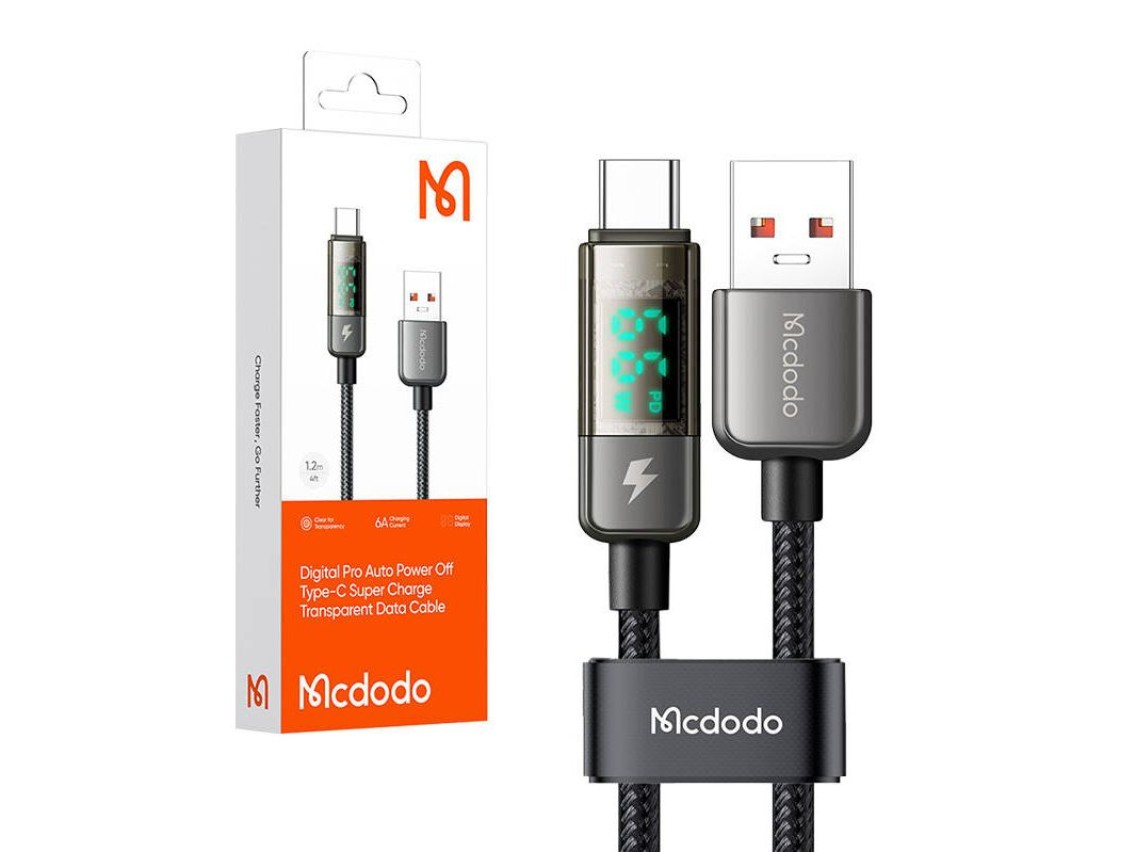 Cabo USB-A para USB-C Mcdodo CA-3630, desligamento automtico, PD 100 W, 1,2 m (preto)