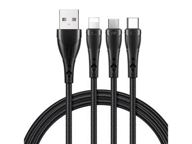 Cable USB a USB-C/Lightning/Micro USB 3 en 1, Mcdodo CA-6960, 1,2 m (Negro)