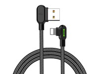 Angle USB Lightning Cable Mcdodo CA-4671 LED, 1.2m (Black)