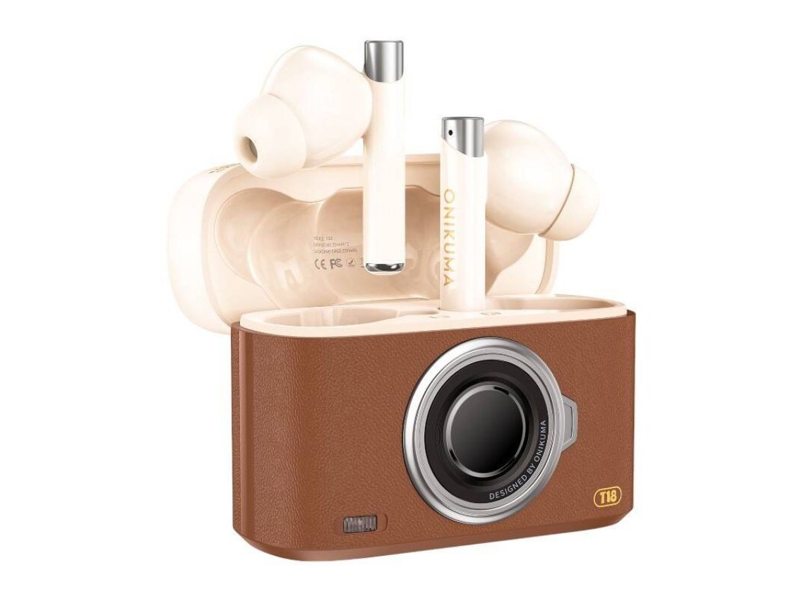 Fones de ouvido intra-auriculares Bluetooth ONIKUMA T18 marrom