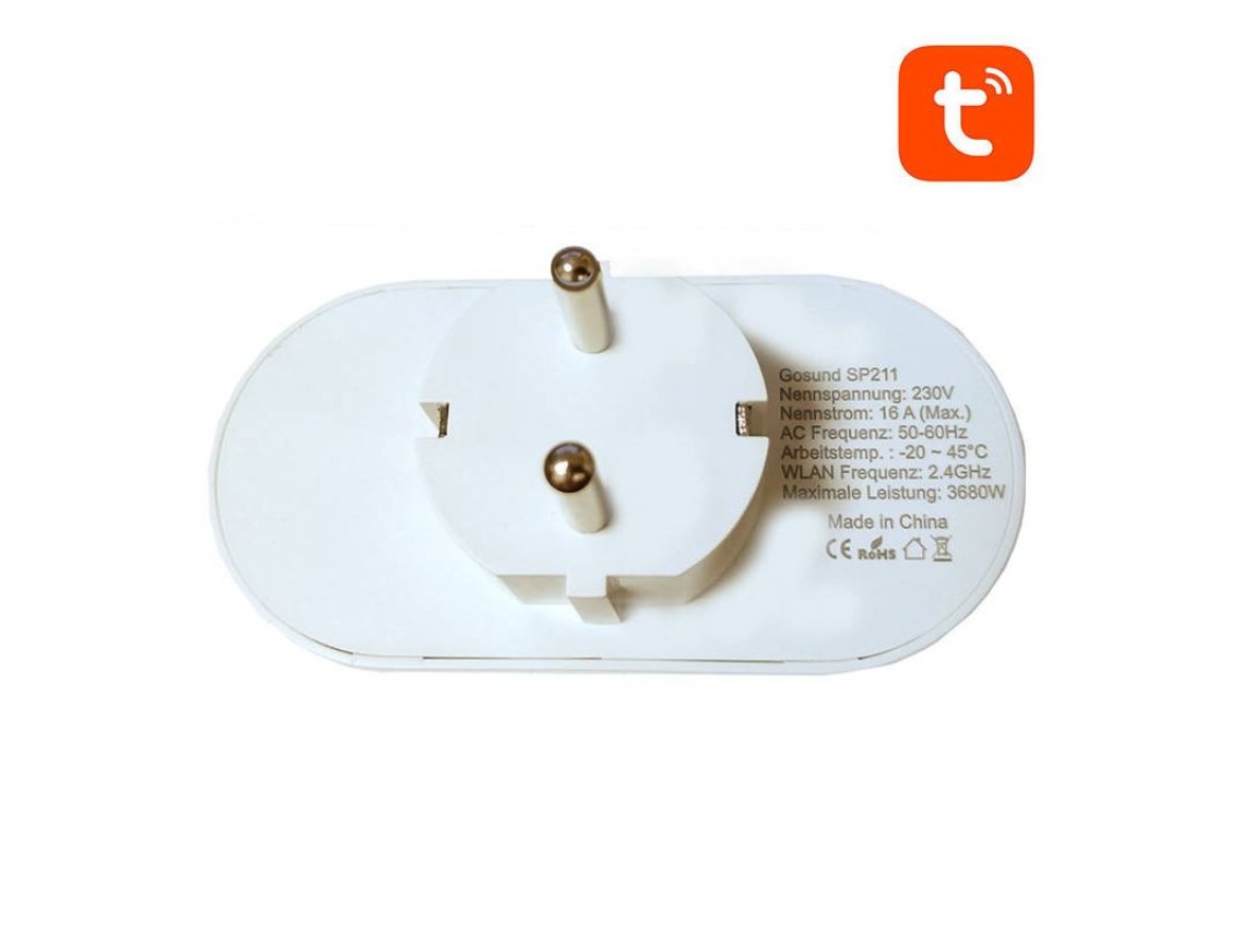Plugue inteligente duplo WiFi Gosund SP211 3500W, Tuya