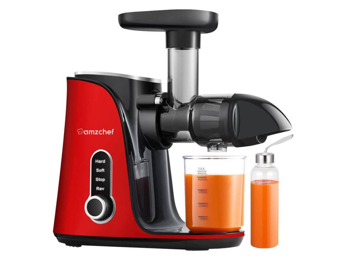 Exprimidor de baja velocidad AMZCHEF GM3001-RD (rojo)