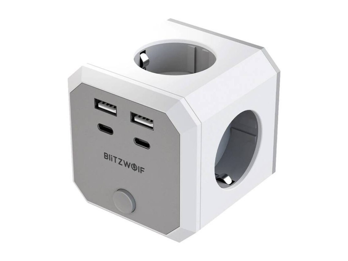 Cargador BlitzWolf BW-EC2 8 en 1 (4 puertos CA, 2 USB-A y 2 USB-C)
