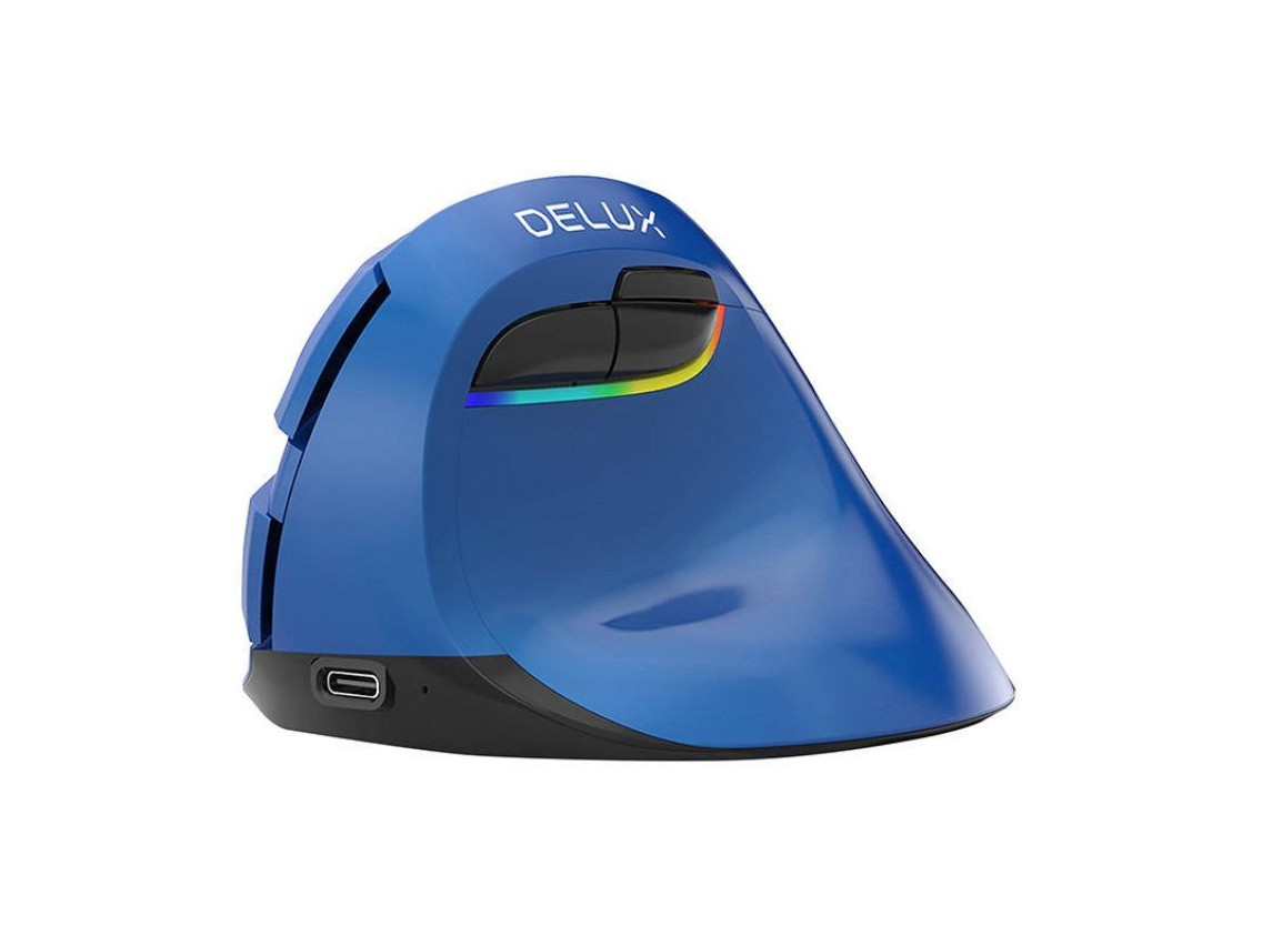 Wireless Vertical Mouse Delux M618Mini BT4.0 + 2.4Ghz 4000DPI RGB (blue)