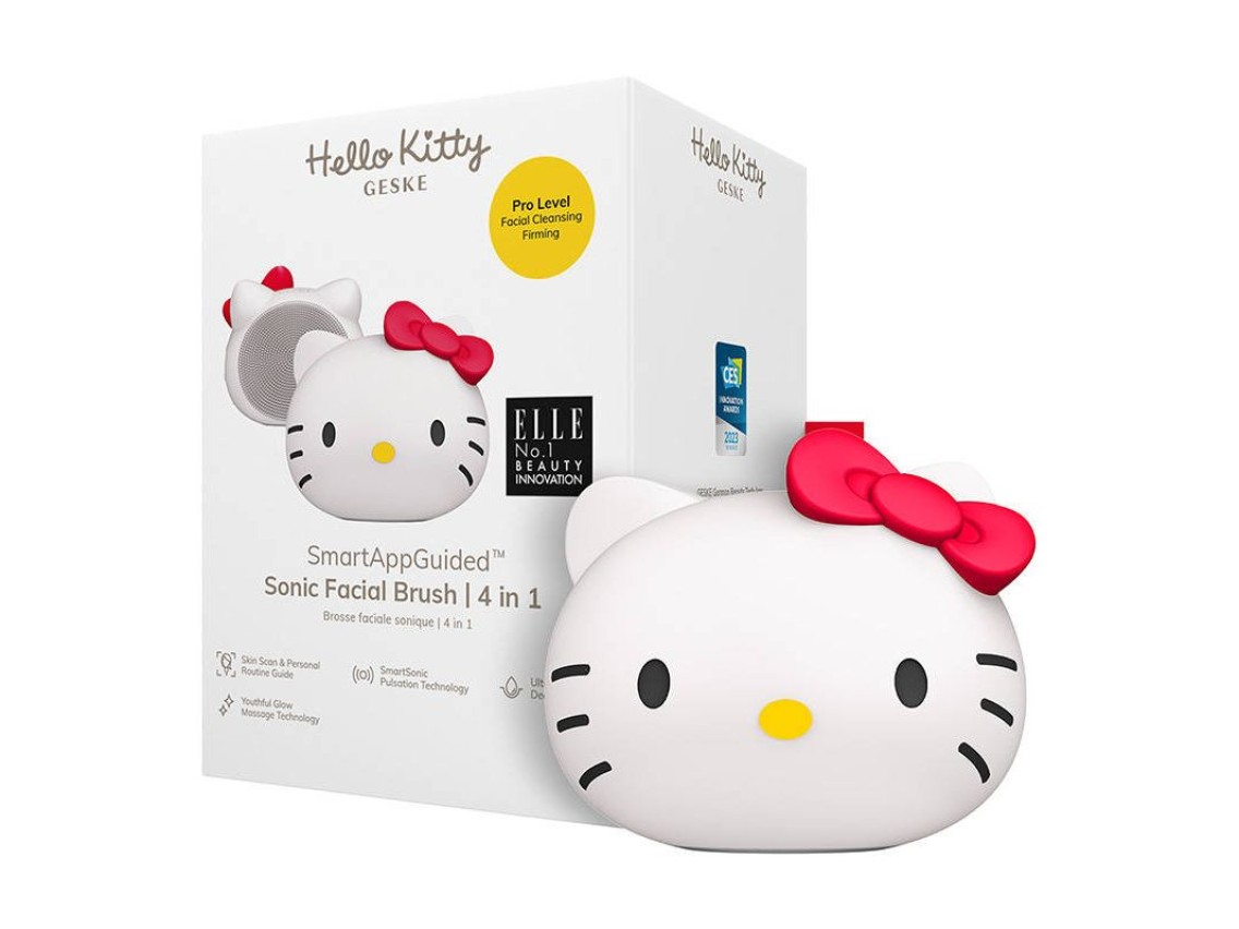 Escova Sônica de Limpeza Facial 4 em 1 Geske com APP (Hello Kitty starlight)