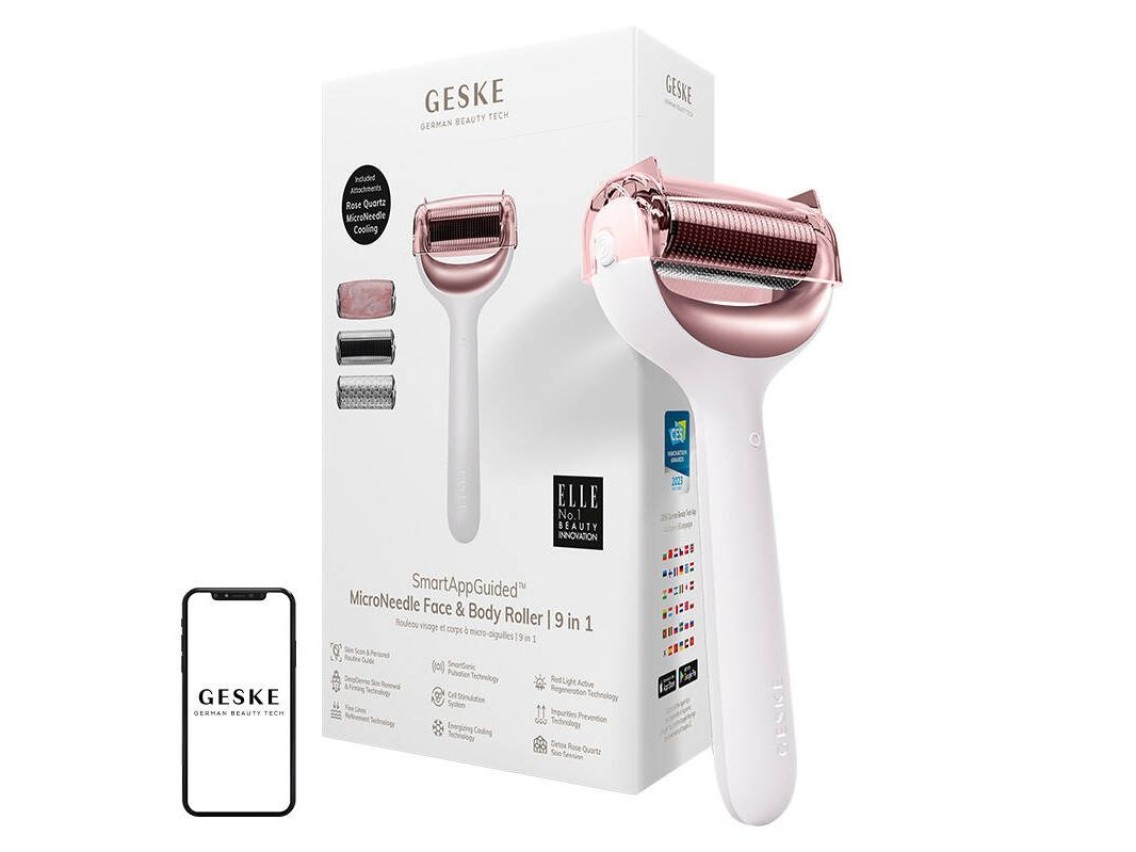 Micro Needle Face&Body Roller 9 em 1 Geske com APP (luz estrela)