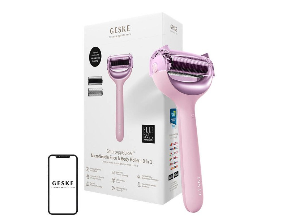 Micro Needle Face&Body Roller 8 em 1 Geske com APP (luz estrela)
