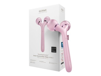 Rodillo snico facial y corporal 4 en 1 Geske con aplicacin (rosa)