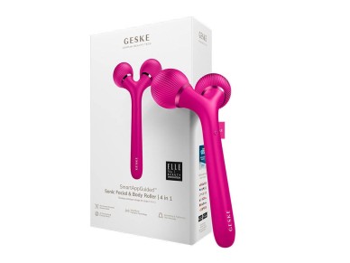 Rodillo snico facial y corporal 4 en 1 Geske con aplicacin (magenta)
