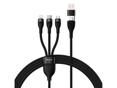 Baseus Flash Series II USB Type C / USB Type A cable - USB Type C / Lightning / micro USB 100 W 1.2 