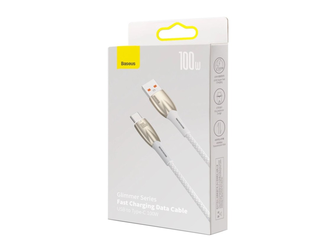 Baseus Glimmer Series fast charging cable USB-A - USB-C 100W 480Mbps 1m white