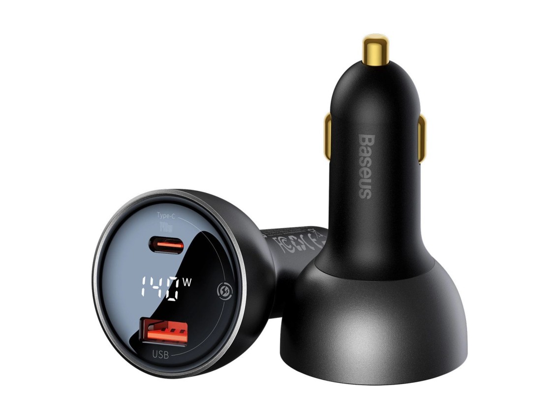 Baseus Digital Display Fast Car Charger USB-A / USB-C PD3.1 140W black + USB-C cable Baseus Superior