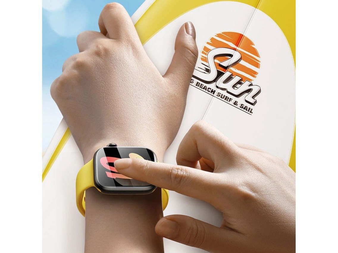 Juego de 2 protectores de pantalla Baseus NanoCrystal para Apple Watch 4/5/6/SE/SE 2 de 44 mm + kit 