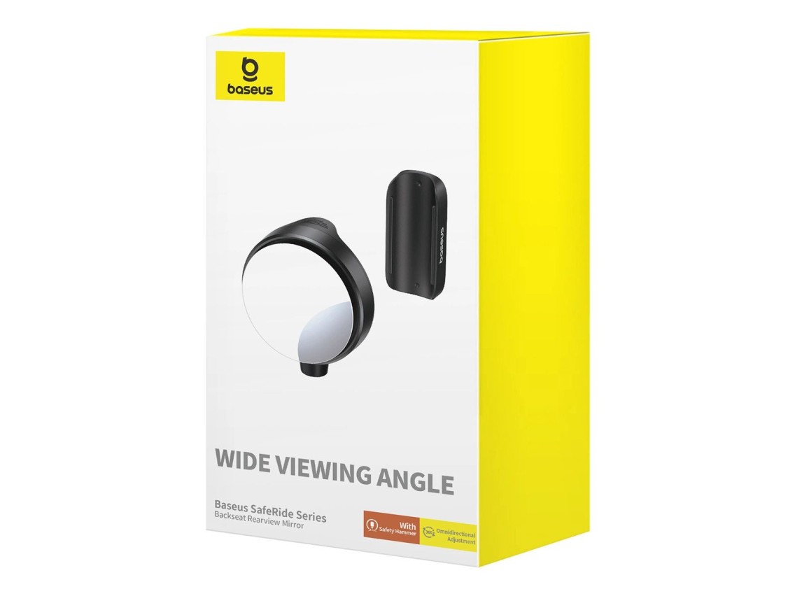 Baseus SafeRide Series rearview mirror with safety hammer - black