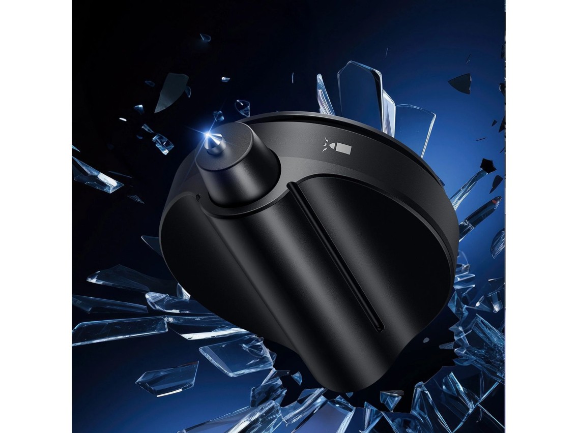 Baseus SafeRide Series rearview mirror with safety hammer - black