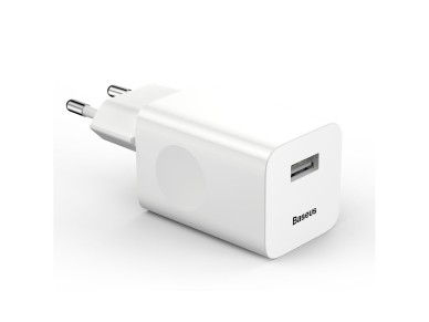 Cargador de pared Baseus QC 3.0 1x USB 3A blanco