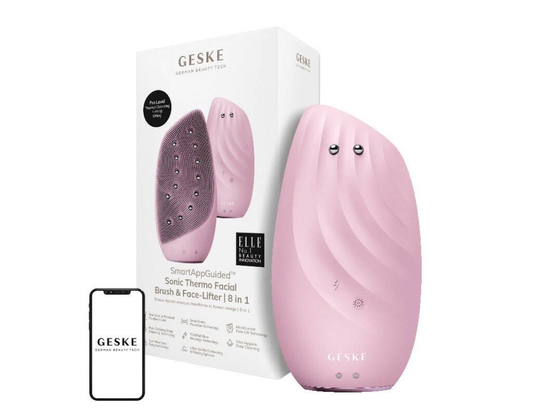 Escova Facial Sonic Thermo e Lifter Facial 8 em 1 Geske com APP (rosa)