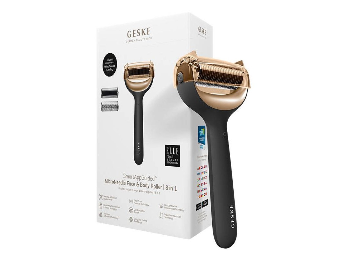 Micro Needle Face&Body Roller 8 em 1 Geske com APP (cinza)