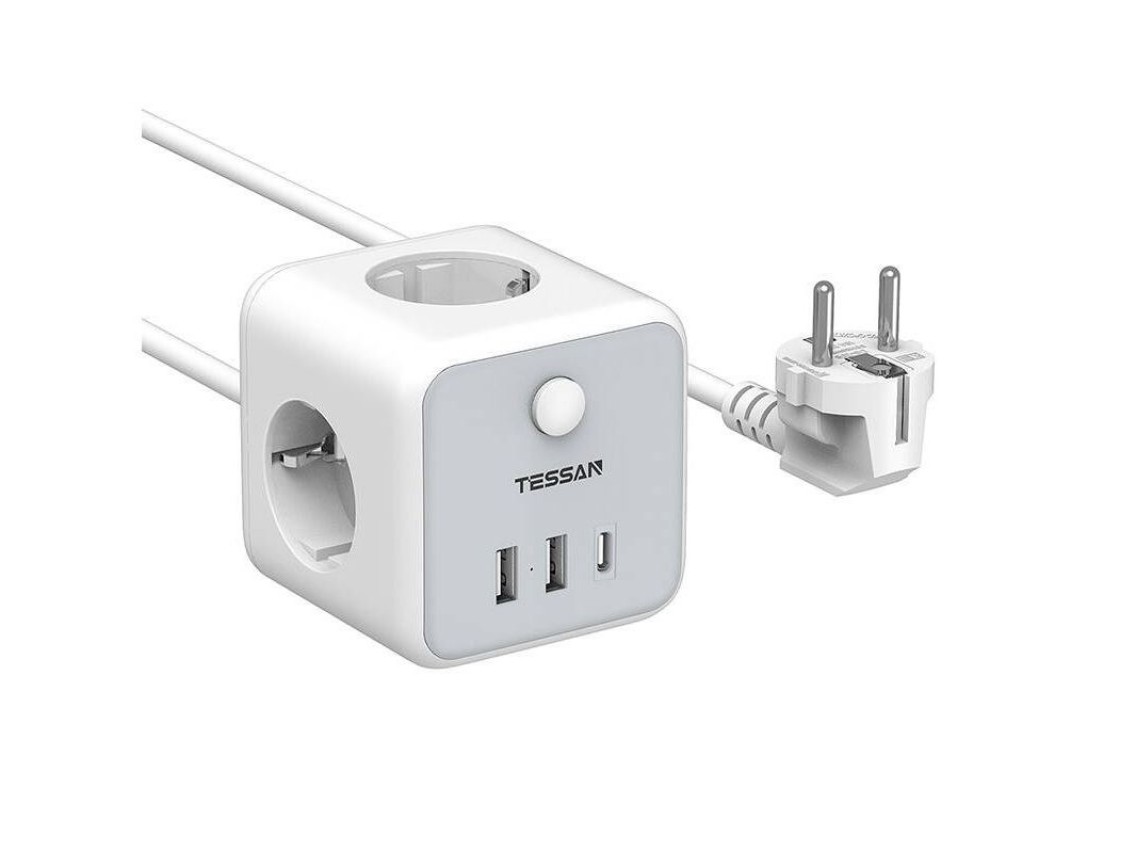 Regleta de enchufes TESSAN TS-301-C-GR