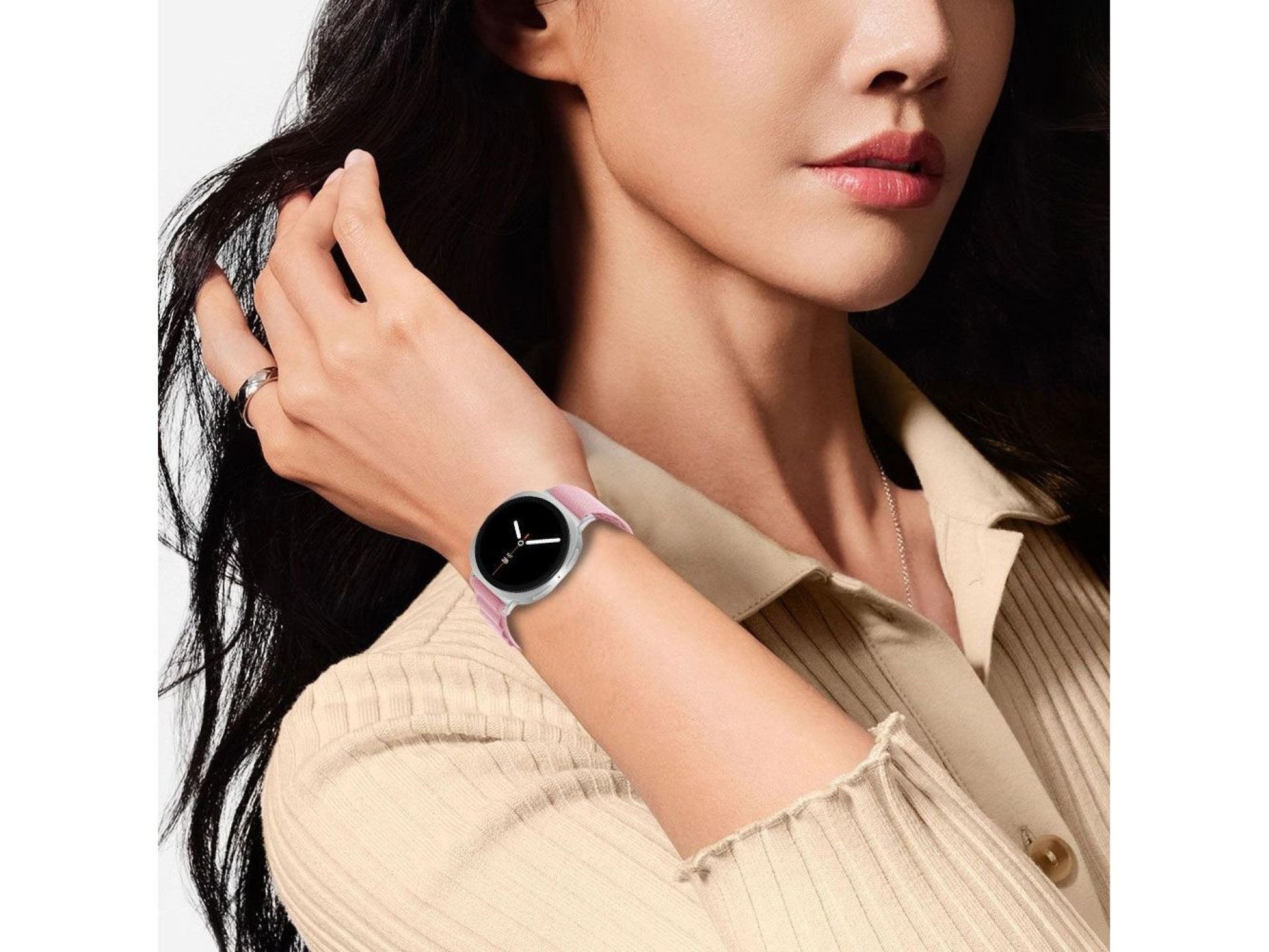 Pulseira de Nylon Listrada Tech-Protect para Samsung Galaxy Watch 40/44/46 mm - Rosa